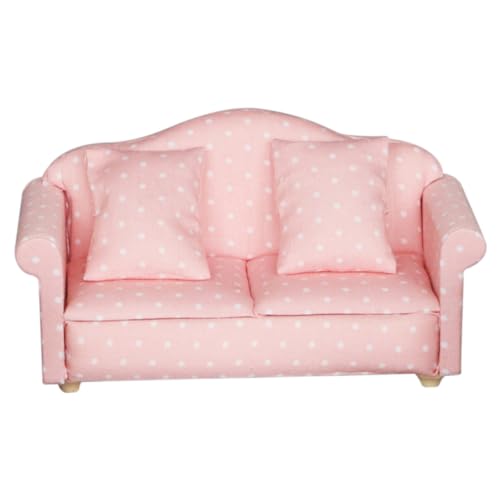 WOONEKY 1stk Mini-Sofa Spielzeuge Mini-Kissen Kindersofa Miniatur-hausmöbel 1 Möbel Im Maßstab 12 Kindercouch Miniatur-sofastuhl 1 12 Möbel Desktop-Ornament Möbelmodell Spielzeug Holz Rosa von WOONEKY