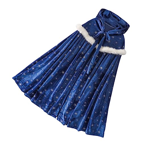 WOONEKY 1stk Poncho Mit Pelzkragen Für Kinder Kinderzubehör Kinder Umhang Mantel Mit Pelzkragen Cosplay-umhang Für Kinder Partymantel Schicker Umhang Modischer Umhang Blue Samt von WOONEKY