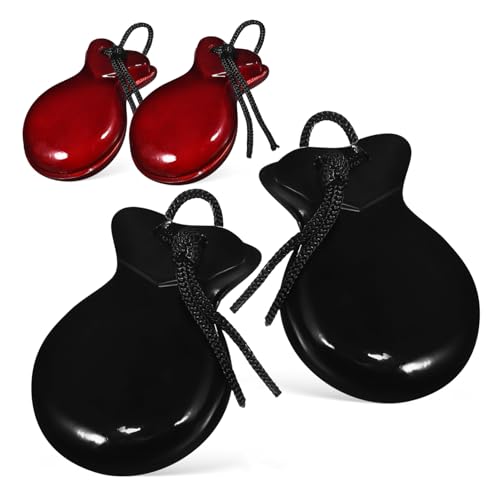 WOONEKY 2 Paare Handgefertigte Holz Kastagnetten Spanische Finger Kastagnetten Musikinstrumente mit Authentischem für Anfänger und Profis WOONEKY 2 Paare Handgefertigte Holz Kastagnetten Spanische Finger Kastagnetten Musikinstrumente mit Authentischem für Anfänger und Profis von WOONEKY