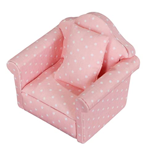 WOONEKY 2 STK Mini-Sofa Miniatur-Hausmöbel 1 Möbel im Maßstab 12 Miniaturmöbel Kinder deko holzmöbel Spielzeug Spielhaus-Sofa-Dekor Sofamodell aus Holz. Desktop-Dekor Stoff Rosa von WOONEKY