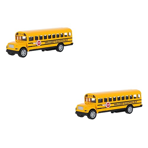 WOONEKY 2 STK Schulbus Spielzeugauto Gelber Buswagen Spielzeugautos für Kleinkinder Spielzeug Bus Kinder puppenwagen Autodüfte spielzeuge Spielzeug Schulbus Kinderauto Spielzeug Legierung von WOONEKY