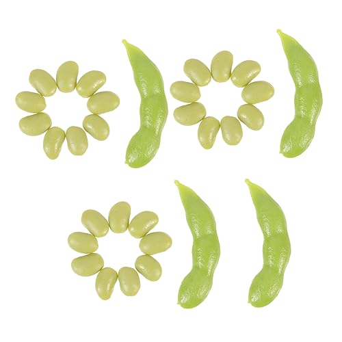 WOONEKY 2 Sätze Edamame Simulieren Gefälschtes Edamame Realistisches Gemüse Gefälschte Schneebohne Realistisches Künstliches Gemüse Künstliche Gemüsepflanzen Obstdekor Light Green PVC von WOONEKY