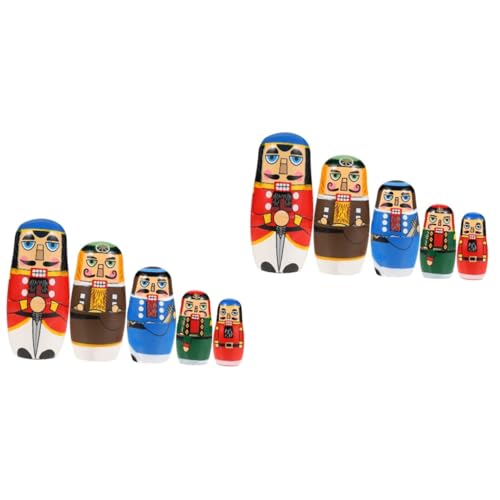 WOONEKY 2 Sätze -matroschka Russische Puppe Spielzeug Stapeln Matroschka-Puppen Kinder Spielset Für Kinderpuppen Traditionelle Matroschka Kinder Nistpuppe Colorful Holz von WOONEKY