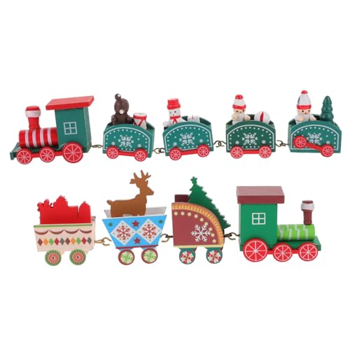 WOONEKY 2 Sets Elektrische Weihnachts Holzeisenbahn Für Festliche Desktop Dekorationen Und Geschenkideen Ideal Für Weihnachtsbaum Und Weihnachtsfeier Deko von WOONEKY