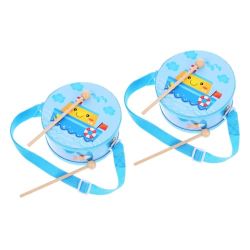 WOONEKY 2 Sets Kinder Hüfttrommel Percussion Kleinkindspielzeug Kleinkindtrommel Musikspielzeug Für Kleinkinder Handtrommel Mit Trommelstock Holzhandtrommel Kindertrommelspielzeug von WOONEKY