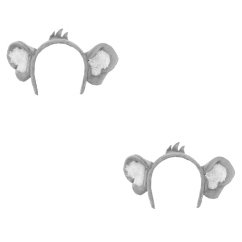 WOONEKY 2 Stk Koala-stirnband Koalaohren Haarreifen Koalakostüm Für Kinder Cartoon-koala-ohr-stirnband Koala-haar-accessoires Koala-pelzohren-stirnband Koalahaar Light Grey Polyester von WOONEKY