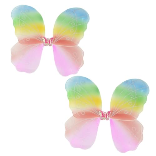 WOONEKY 2 Stück Bunte Schmetterlingsflügel als Halloween Kostüm Zubehör für Mädchen Nymphen Bühnenauftritte Fotorequisiten aus Weichem Stoff WOONEKY 2 Stück Bunte Schmetterlingsflügel als Halloween Kostüm Zubehör für Mädchen Nymphen Bühnenauftritte Fotorequisiten aus Weichem Stoff von WOONEKY