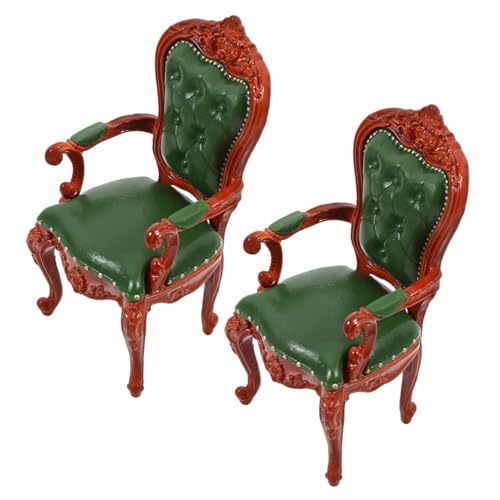 WOONEKY 2 Stück Maßstab Detaillierte Geschnitzte Holzmöbel für Puppenhaus Wohnzimmer Dekoration Authentische Miniatur Armlehnsessel in Hellgrün WOONEKY 2 Stück Maßstab Detaillierte Geschnitzte Holzmöbel für Puppenhaus Wohnzimmer Dekoration Authentische Miniatur Armlehnsessel in Hellgrün von WOONEKY