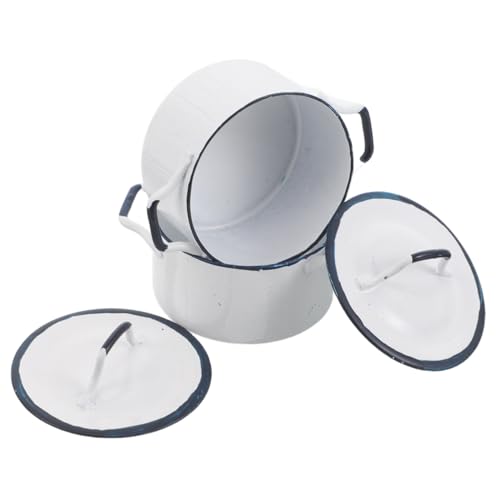 WOONEKY 2 Stück Mini Weißer Topf mit Blauem Rand für Realistische Spielküche und Puppenhaus Dekoration WOONEKY 2 Stück Mini Weißer Topf mit Blauem Rand für Realistische Spielküche und Puppenhaus Dekoration von WOONEKY