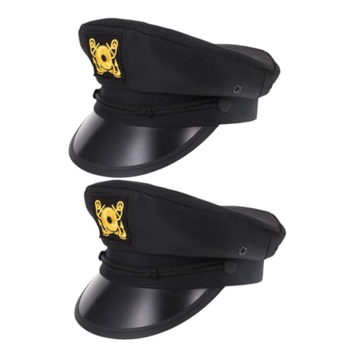 WOONEKY 2 Stück Schwarze Yacht Captain Mütze mit Detaillierter Stickerei Langlebige Kostüm Hüte für Männer und Frauen für Cosplay Party und Bühnenauftritte WOONEKY 2 Stück Schwarze Yacht Captain Mütze mit Detaillierter Stickerei Langlebige Kostüm Hüte für Männer und Frauen für Cosplay Party und Bühnenauftritte von WOONEKY