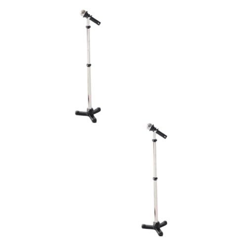 WOONEKY 2stücke Mikrofon Stand Für Puppenhaus Realistisches Mikrofon Modell Mit Ständer Miniatur Dekoration Für Musikliebhaber WOONEKY 2stücke Mikrofon Stand Für Puppenhaus Realistisches Mikrofon Modell Mit Ständer Miniatur Dekoration Für Musikliebhaber von WOONEKY