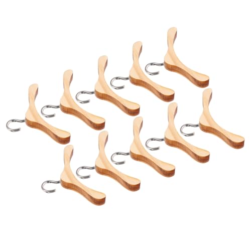 WOONEKY 20 STK Puppen-Accessoire-aufhänger Spielzeug Mini-kleiderbügel Kleine Kleiderbügel Kleiderständer Für Puppen Mit Kleiderbügeln Kleiderbügel Groß Hosenbügel Light Brown Bambus von WOONEKY