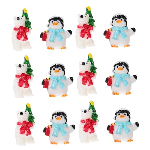 WOONEKY Weihnachten Miniaturen 20 Stücke Pinguin Bär Harz Figuren Festliche Wohnkultur von WOONEKY