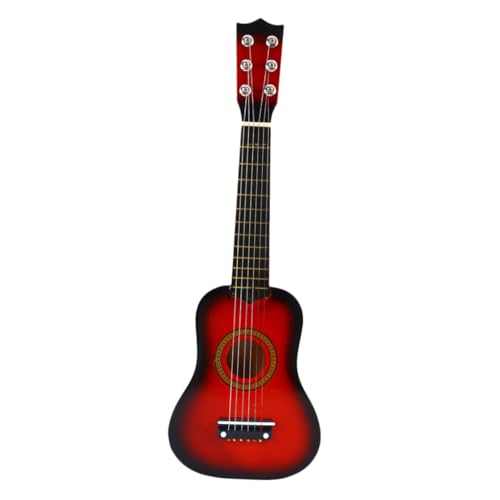 WOONEKY 23 Holzgitarre Kleinkind Gitarre Musikinstrumente, Spielzeug Gitarre Für Kinder Spielzeug Gitarre Vorschulgitarre Musikspielzeug Für Kinder Kindergitarre Für Mädchen Bambus Rot von WOONEKY