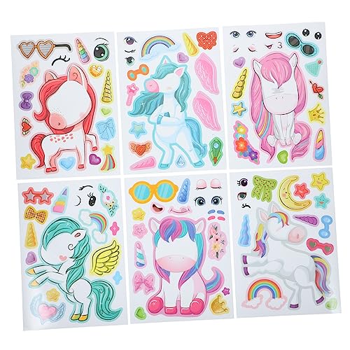 WOONEKY 24 Blätter Einhorn-Aufkleber zum Schminken Cute Sticker süße Sticker dekoaufkleber Party Sticker Gaming Sticker Aufkleber zum Thema Einhorn zum Selbermachen Klebeaufkleber Papier von WOONEKY