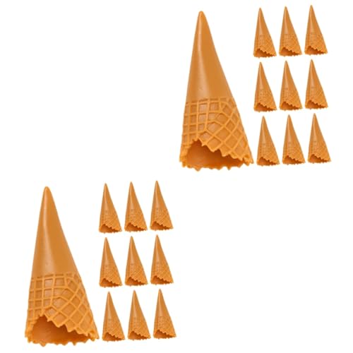 WOONEKY 24 STK Knuspriger Miniatur Zapfen Essensrequisiten Gefälschte Eiswaffel Eiscreme Kinderspielzeug Kleines Eistütenmodell Künstlicher Nachtisch Eiswaffeln Mini Deko Brown PVC von WOONEKY