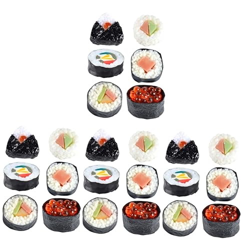 WOONEKY 24 STK Sushi-Simulation Lebensmittel-Display-Modell Sushi-Replik Sushi-Display-Beispiel Kunst-Sushi sushirolle Sushi roll Japanisches Sushi-Modell gefälschte Essensrequisite PVC von WOONEKY