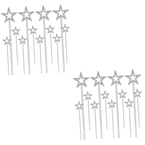 WOONEKY 24 STK Zauberstab Fairy Wand kinderkostüme magisch spielwaren draußen Toy Zauberstäbe Feenstab für Kinder kinderspielzeug Elegante Feenstäbe schöne Sternenfee-Sticks Plastik Silver von WOONEKY