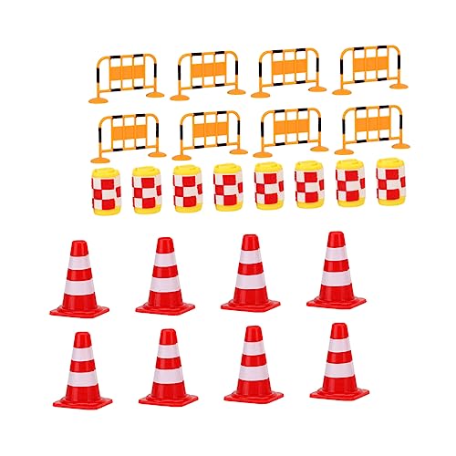 WOONEKY 24st Verkehr Straßenschild Barrikade Kinderspielzeug Kinder Miniatur Verkehrsschild Spielzeug Spielzeugkegel Zapfen Lernspielzeug Für Kinder Barrieren Verkehrszeichen-spielset Abs von WOONEKY