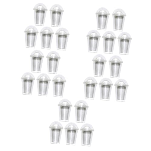 WOONEKY 25 Sätze Leere Mini-Milchteetasse kleines Hauszubehör Mini- -Cup-Ornament Mini-Spielzeug süße Sticker Miniatures Puppensachen Schlüsselanhänger-Charm Harz Wiederverwendbar von WOONEKY