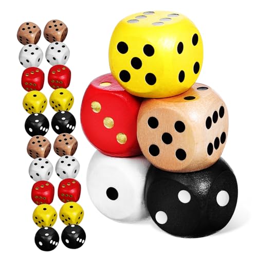 WOONEKY 25 Stück 6 Farbiges Sieb Mathe-spielwürfel 6 Seiten Würfel 6-seitige Würfel Junggesellinnenabschied Würfel Rollenspiel Würfel Tischspielwürfel Würfel Mit Quadratischen Ecken Holz von WOONEKY