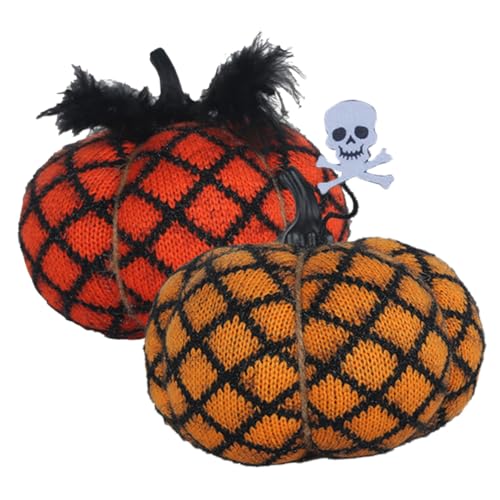 WOONEKY 2Pcs Kinder Halloween Kürbisspielzeug Kürbiskissen Kürbis Flauschiger Spielzeug Party Kürbis Spielzeug Gefülltes Kürbisspielzeug Gefülltes Halloween Kissen Halloween Gefülltes von WOONEKY