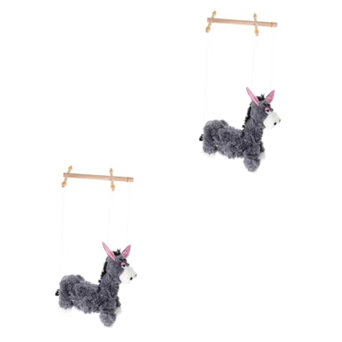 WOONEKY 2St Esel-Marionette pupskissen marionetten Funny Toys Handpuppe Mädchen Spielzeug Eselspielzeug für Kinder spielzeuge puppenaugen Tierpuppe aus Holz Kinderspielzeug Plüsch Grey von WOONEKY