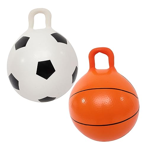 WOONEKY 2St Flummi Springball mit Griff interessantes Kinderspielzeug hüpfendes Spielzeug Kind hüpft hühner Spielzeug Kinder Sport hüpfendes Ballspielzeug Springball für den Haushalt PVC von WOONEKY