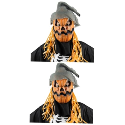 WOONEKY 2St Geistermaske kürbis maske halloween maske halloween+maske horrormasken Halloweenkostüm Halloween-Masken für Erwachsene Halloween-Maske beängstigend Kürbismaske Halloween Orange von WOONEKY