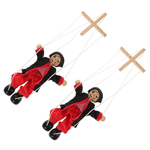 WOONEKY Kinderspielzeug 2st Marionette Fischernetz Für Kinder Mexikanisches Spielzeug Kinderwagenspielzeug Clown Spielzeug Für Kinder Spielset Holz Pirat Samt Einzigartig Puppe von WOONEKY