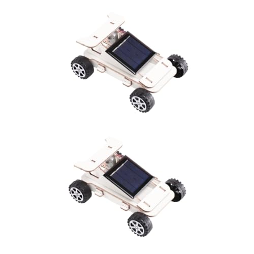 WOONEKY 2St Solarauto Lernspielzeug Bildungsbauprojekte elektrisches RC-Auto Kinder experimente Experiment Kinder kinderauto selber Bauen Zusammenbau eines Modellautos hölzern Beige von WOONEKY