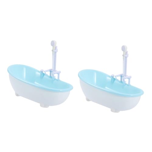 WOONEKY 2St Spielzeug für Sprühwannen Badewanne für Kleinkinder Mini-Puppenbadewanne Puppenmöbel Miniatur-Badewannenmodell der Mondgeburtstagsdekorationsjunge Plastik Sky-Blue von WOONEKY