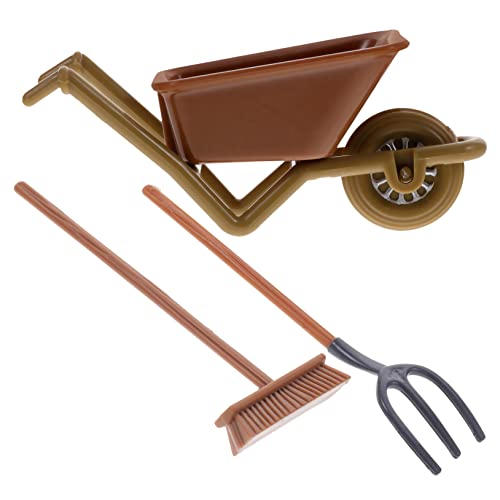 WOONEKY Kinder Set Puppenhaus Zubehör Mini Schubkarre Und Gartenwerkzeug Für Gartenmöbel Für Puppenhaus Und Kreative Spielwelten 6 Teiliges Set Gartenwerkzeug Kinder von WOONEKY