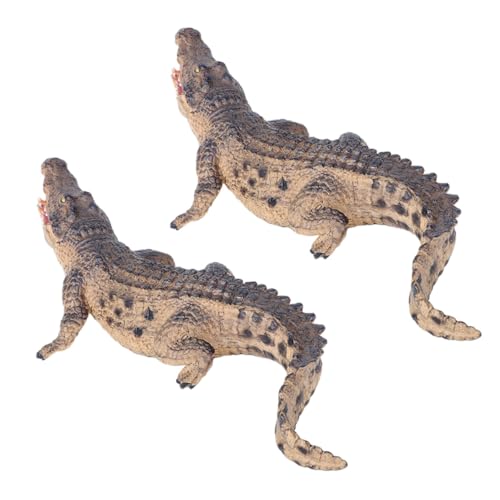 WOONEKY 2st Krokodil-modellspielzeug Alligatorspielzeug Künstliches Krokodilornament Alligator-gastgeschenke Alligator-Spielzeug Krokodilerkennungsmodell Krokodil-spielzeugfigur Plastik von WOONEKY