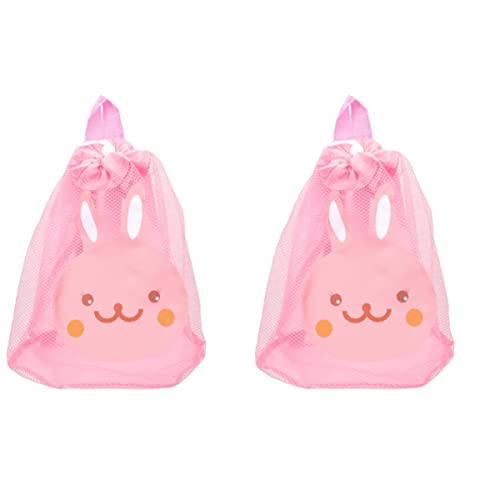 WOONEKY 2st Mesh-Aufbewahrungstasche Rucksack Für Den Strand Badespielzeug Für Mädchen Strand-Essentials Minispielzeug Für Kinder Cartoon-Rucksack Spielzeug Für Hasen Rosa Polyester von WOONEKY