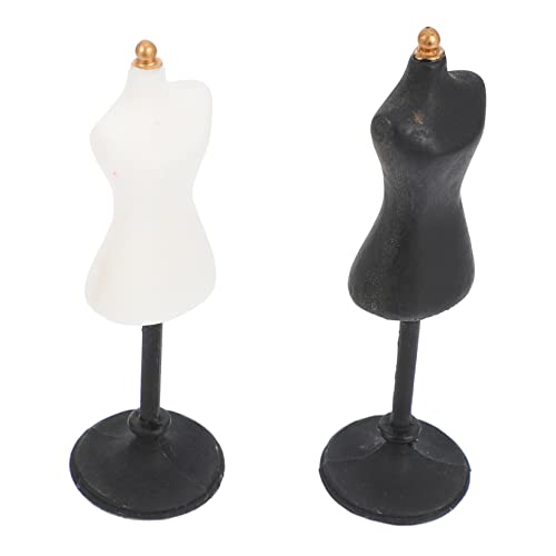 WOONEKY 2st Modellständer Mädchen Minikleid Weiblich Winzig Puppe Mikro Halterungen Für Die Präsentation Von Kleidern Torso Mini-kleiderbügel Perücke Miniküche Kommode Harz von WOONEKY