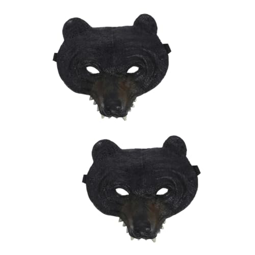 WOONEKY 2st Schwarze Bärenmaske Tierkopfmasken Halloween-party-masken Karneval Maskeradekostüm Neuheit Masken Partydekorationen Mit Bären Fursuit-kopf Maskerade Masken Fuchsmaske Black Pu von WOONEKY