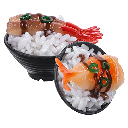 WOONEKY 2st Simulierter Sushi-Reis Tischdekoration Fleisch Essen DIY-Food-Modell Puppenhaus-miniaturen Lebensechtes Sushi-dekor Künstliche Fleischrequisiten Faux-Fleisch-Modell Spielen PVC von WOONEKY