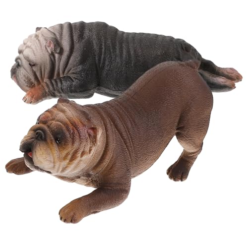 WOONEKY 2st Simuliertes Französisches Bulldoggen-Ornament Hundedekor Welpenmodell-Ornament Hundefigur Realistisch Simulation Hundefigur Spielzeug Realistische Tierfigur Hundemodell Plastik von WOONEKY