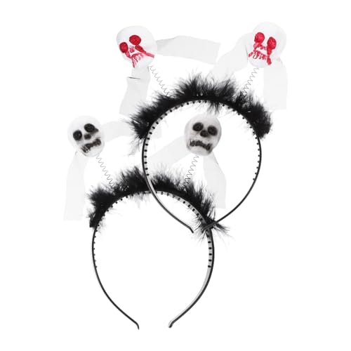 WOONEKY 2st -stirnband Skelett Kopf Stirnband Halloween-stirnbänder Für Frauen Halloween-kopfschmuck Halloween-stirnband Für Erwachsene Frauen Stirnbänder Skelett-dekor Kunststoff von WOONEKY
