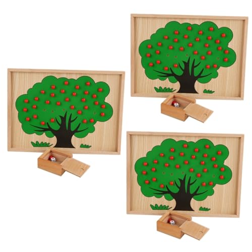 WOONEKY 3 Sätze Lehrmittel Zum Apfelzählen Lernspielzeug Rätsel Für Kleinkinder Vorschulversorgung Passendes Spielzeug Mathe-lehrmittel Lehrreich Memory-Spiel Puzzle DIY Baum Hölzern Green von WOONEKY