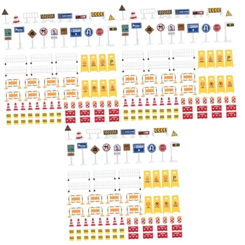 WOONEKY 3 Sätze Simulierte Verkehrsbarrikaden Schmetterlings-reißzwecken Straßenwarnflagge Kinder Spielzeug-straßenschilder Konstruktionsspielzeug Spielzeug-verkehrszeichen Junge Plastik von WOONEKY