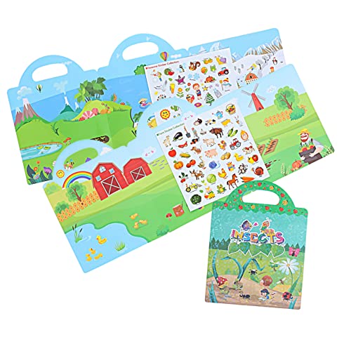 WOONEKY 3 Sätze Stickerbuch Für Kinder Sticker-Spielzeug Süße Bücher Mit Selbstklebenden Aufklebern Bauernhof-stickerbücher Aufkleberbuch Für Kinder Wasserdichter Verbund-PVC-Aufkleber von WOONEKY