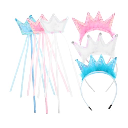 WOONEKY 3 Sätze Teiliges Prinzessin Verkleidung Krone und Zauberstab Leichtes Elegantes Design für Halloween Weihnachten Geburtstagsfeiern Kreatives Rollenspiel Zubehör für Mädchen WOONEKY 3 Sätze Teiliges Prinzessin Verkleidung Krone und Zauberstab Leichtes Elegantes Design für Halloween Weihnachten Geburtstagsfeiern Kreatives Rollenspiel Zubehör für Mädchen von WOONEKY