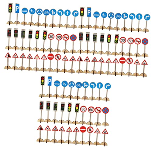 WOONEKY 3 Sätze Verkehrszeichenmodell Spielzeug Für Kinder Straße Straßenschild Verkehrszeichen Spielzeug Lernspielzeug Für Kleinkinder Straßenschild Spielen Auto Ampelspielzeug 30 Stück von WOONEKY