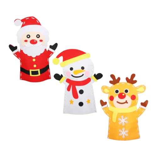 WOONEKY 3 Sätze weihnachtliche handpuppe selber Machen Material zum Selbermachen Kinderspielzeug aus Filz bastelsets für Kinder Weihnachten bastel Set für Kinder Material herstellen von WOONEKY