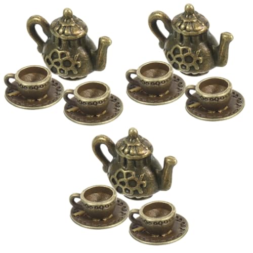 WOONEKY 3 Sets Mini Teekannen Set Kaffeekanne Teekannen Küche Modell Miniatur Teekessel Ornament Dekorative Mini Dekor Mini Teekessel von WOONEKY