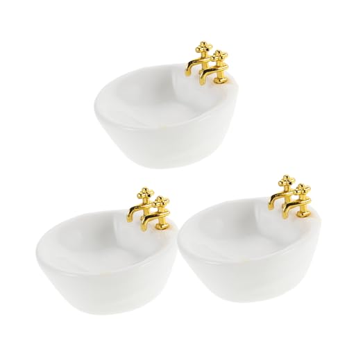 WOONEKY 3 Stück Puppenhaus Waschbecken Weiß Miniatur Badezimmer Zubehör Handwaschbecken Realistische Badmöbel Dekoration für Puppenhaus Badezimmer Szenen WOONEKY 3 Stück Puppenhaus Waschbecken Weiß Miniatur Badezimmer Zubehör Handwaschbecken Realistische Badmöbel Dekoration für Puppenhaus Badezimmer Szenen von WOONEKY