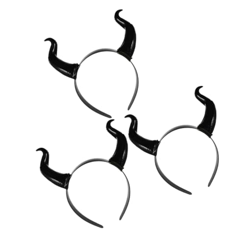 WOONEKY 3 Stück Teiliges Teufelshörner Haarreif Schwarzer Halloween Kopfschmuck mit Kuhhörnern Passend für Erwachsene und Teens Bequemer Sitz für Kostüm Karneval Cosplay und Party WOONEKY 3 Stück Teiliges Teufelshörner Haarreif Schwarzer Halloween Kopfschmuck mit Kuhhörnern Passend für Erwachsene und Teens Bequemer Sitz für Kostüm Karneval Cosplay und Party von WOONEKY