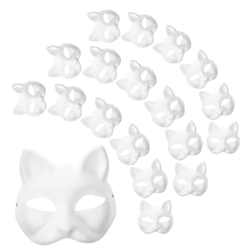 WOONEKY 30 Stück Katzenmasken Blankomaske Für Kostüm Und Cosplay Unbemalte DIY Masken Für Halloween Karneval Und Mottopartys Ideal Für Kreative Gestaltungen Und Maskerade von WOONEKY